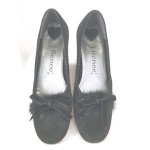 3/$15 J. Renee Matty fur trim black pumps